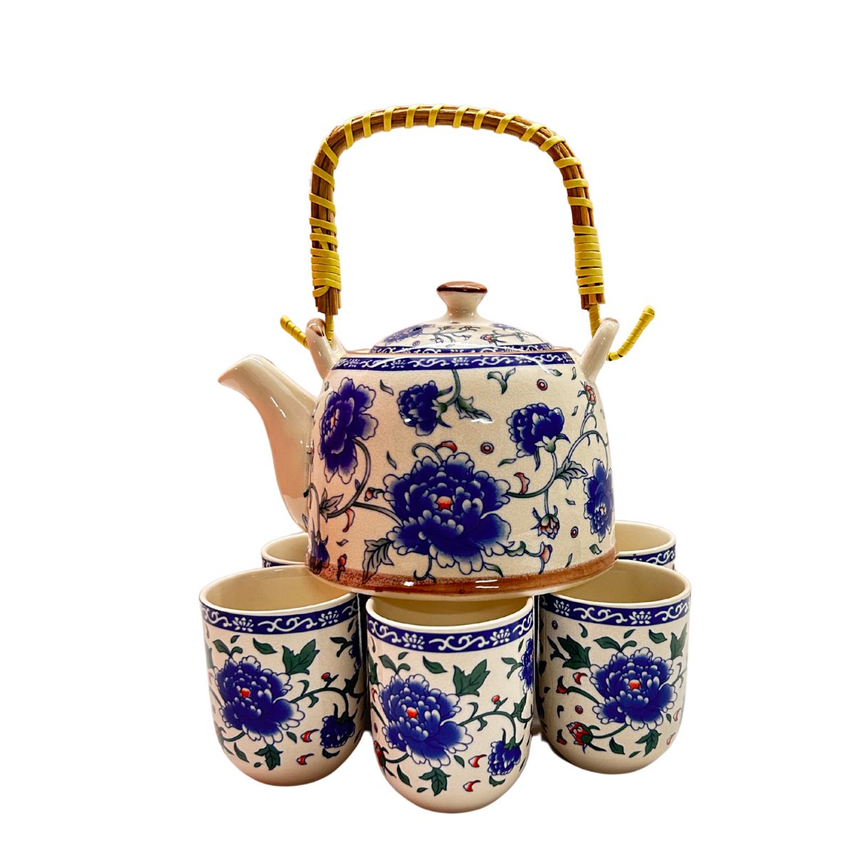Oriental Kahwa Tea Set Deep Blue Flowers